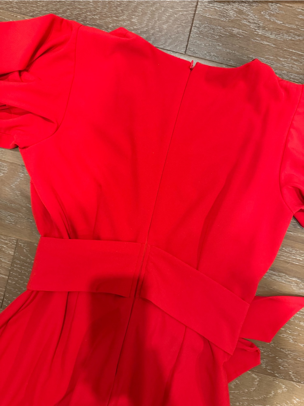 Preston & York Bright Red V-Neck Tie-Waist Wide-Leg Jumpsuit - Picture 7 of 10